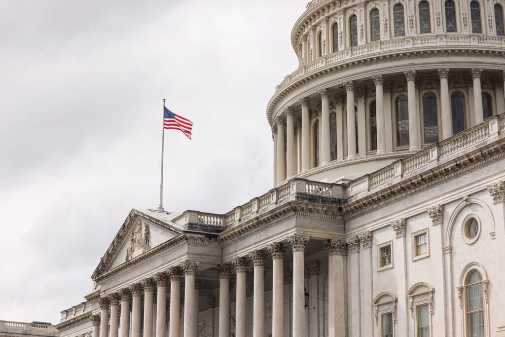 October 3, 2024, USA, Washington: The US flag flies in front of the US Capitol.